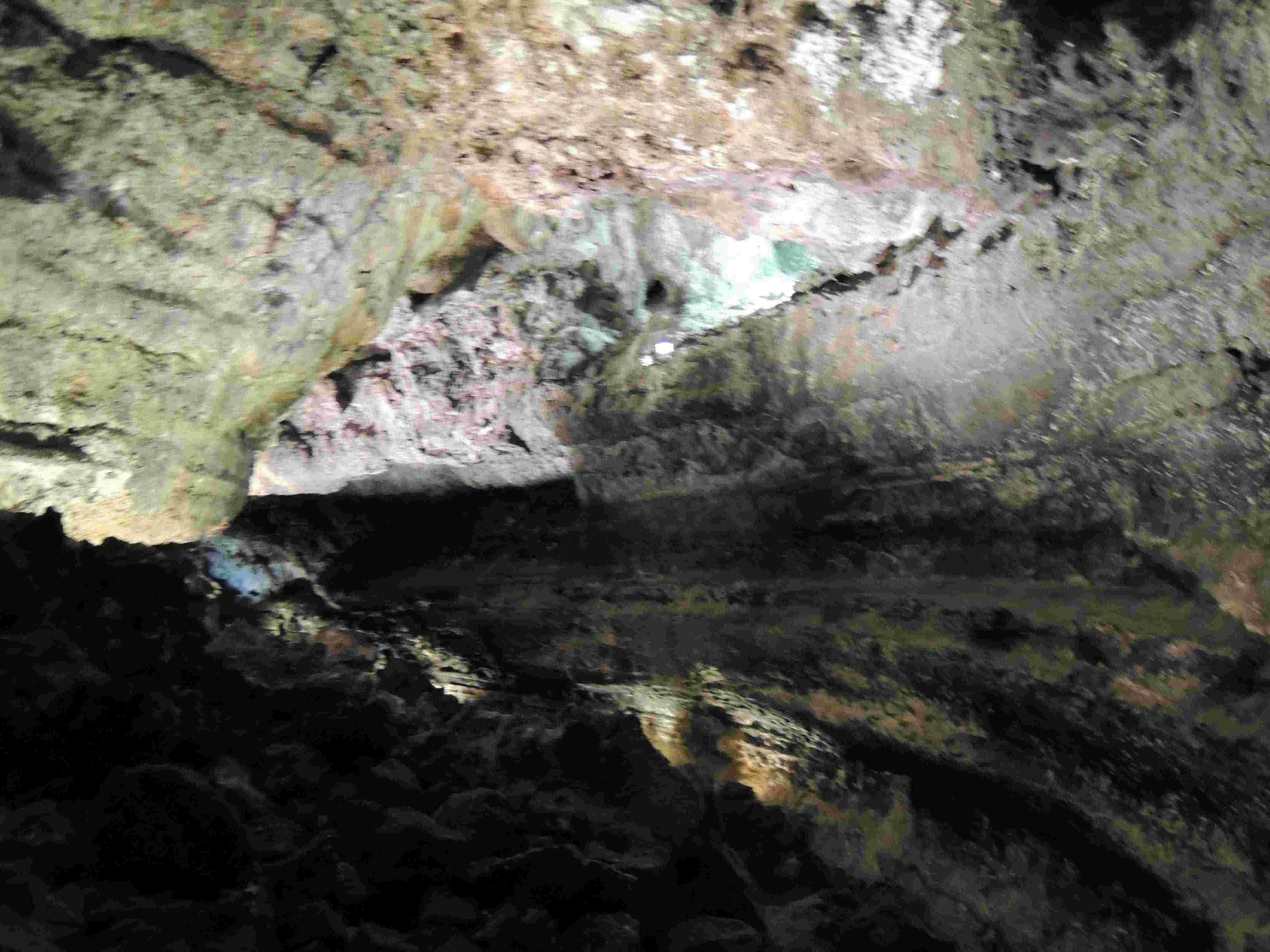 Tourist areas in the lava-tube caves have electric light illumination