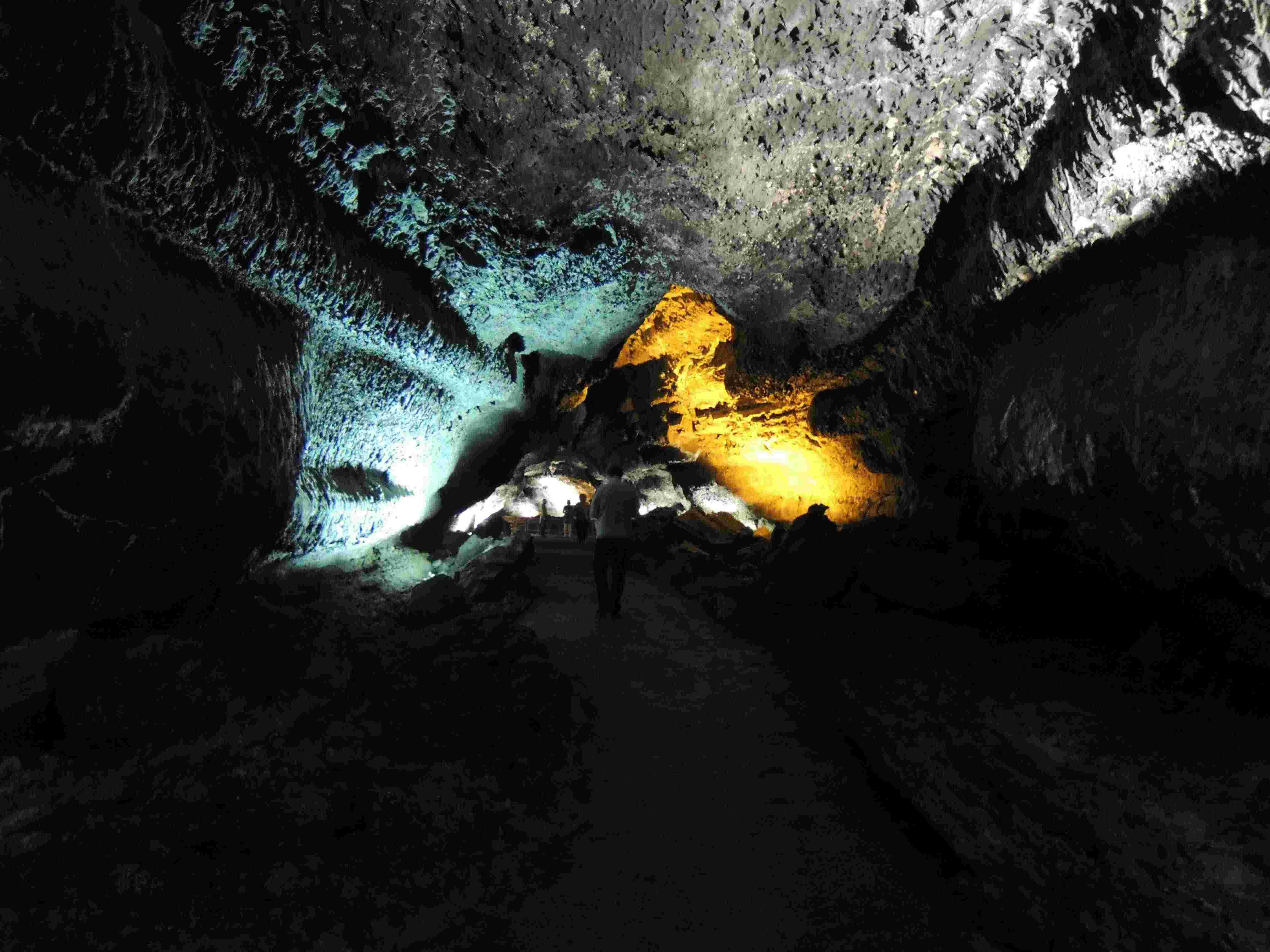 Our tour-group in the lava-tube caves